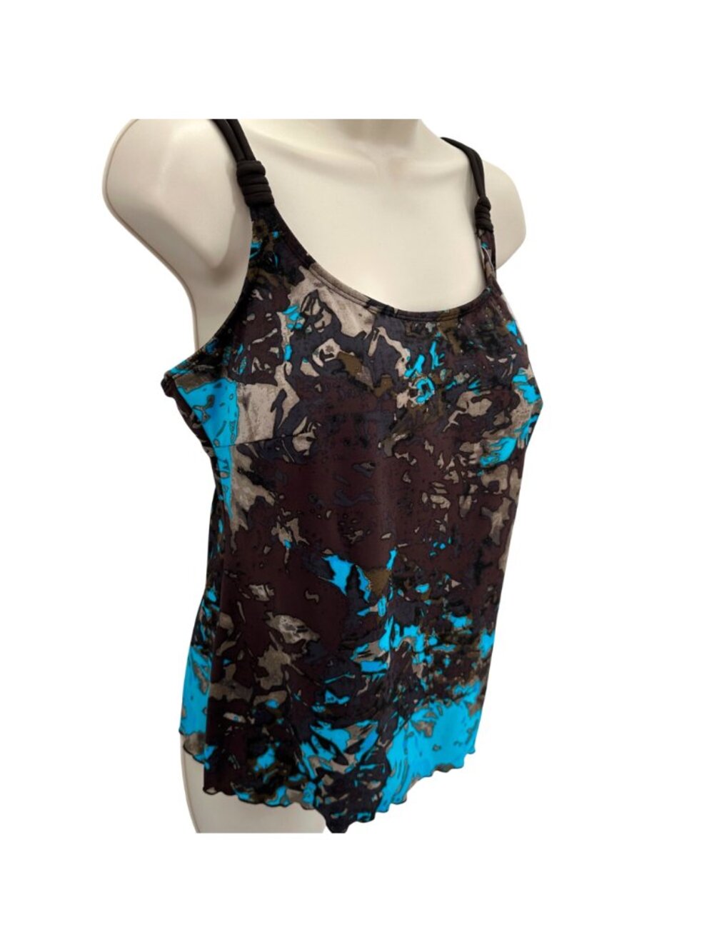 NWT Amoena Coral Sea Abstract Print Tankini Top Adjustable Straps Size 14 - Picture 15 of 16